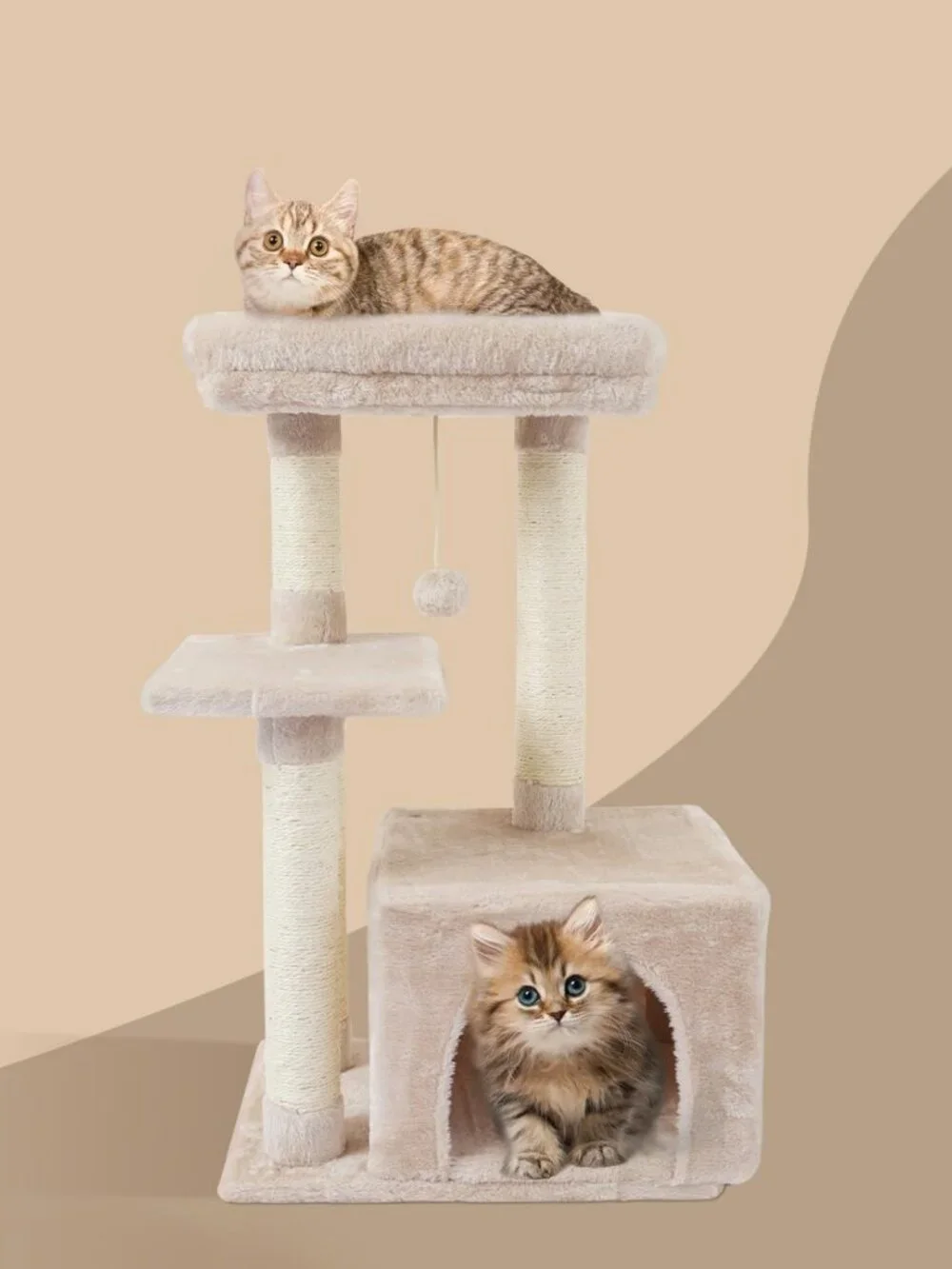 Adorable Cat Tree Condo with Scratching Posts & Jump Platform - Indoor Activity